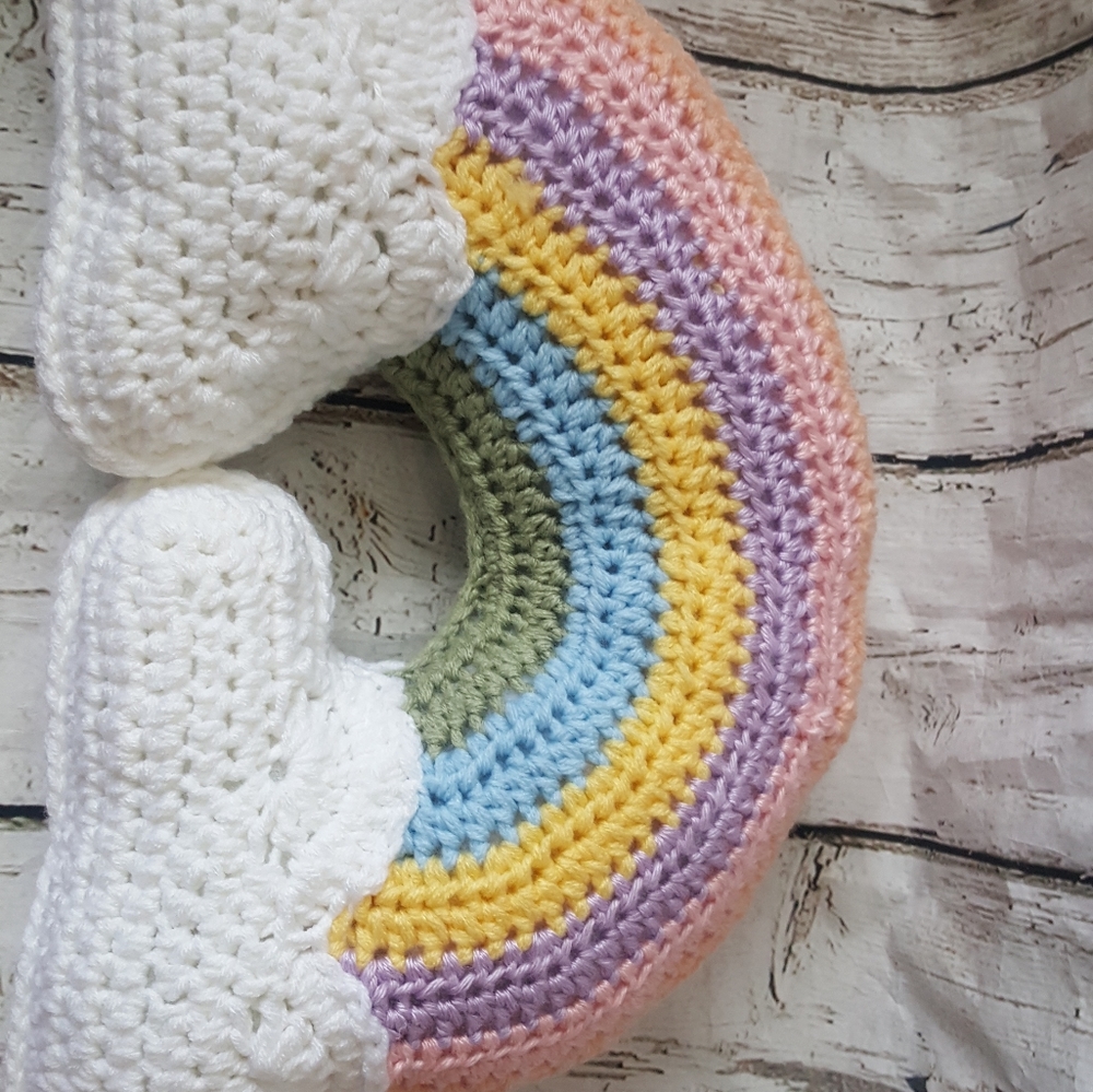 Crochet Rainbow Throw Pillow/Nursery decor - Picture 3 of 16
